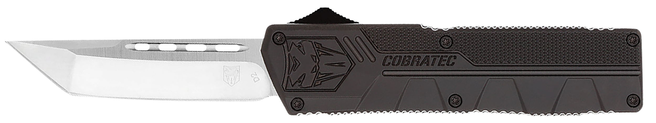 CobraTec Lightweight 3.25" OTF Tanto Plain D2 Steel Black Aluminum Handle