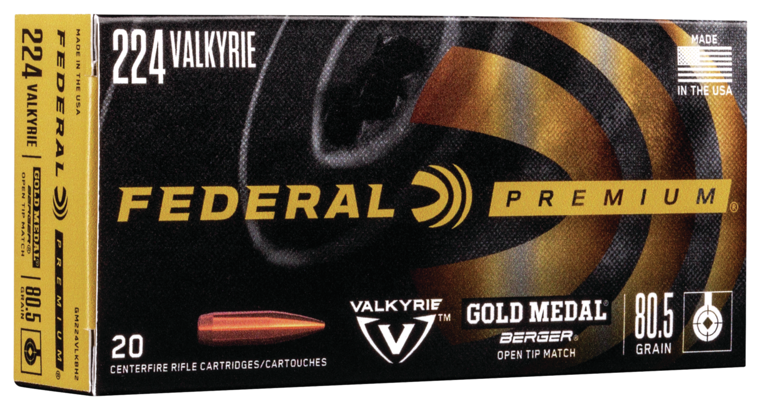 Federal Premium Gold Medal 224 Valkyrie 80.5gr Berger Open Tip Match 20rd - Box or Case