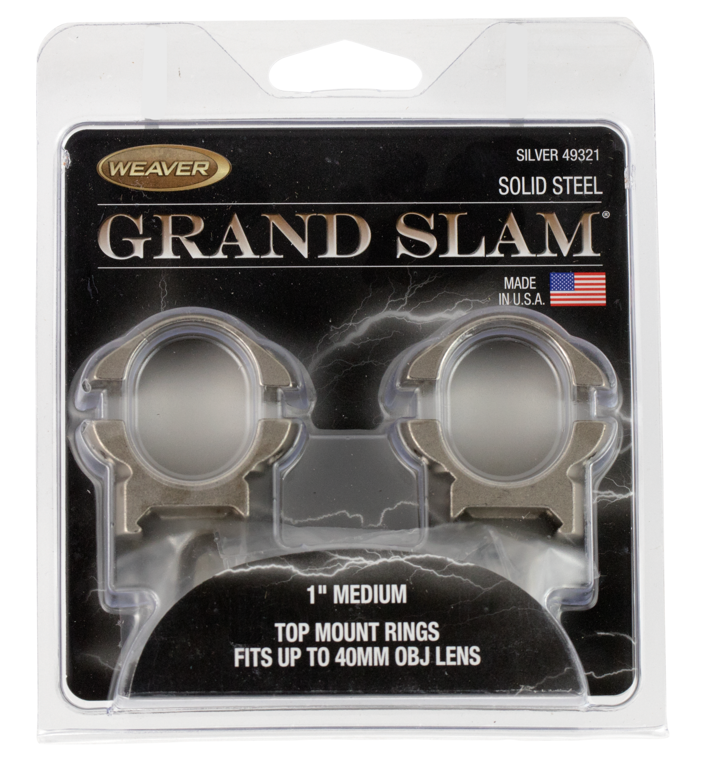 Weaver Mounts Grand Slam 1" Medium Silver 2-Pc Steel Scope Rings