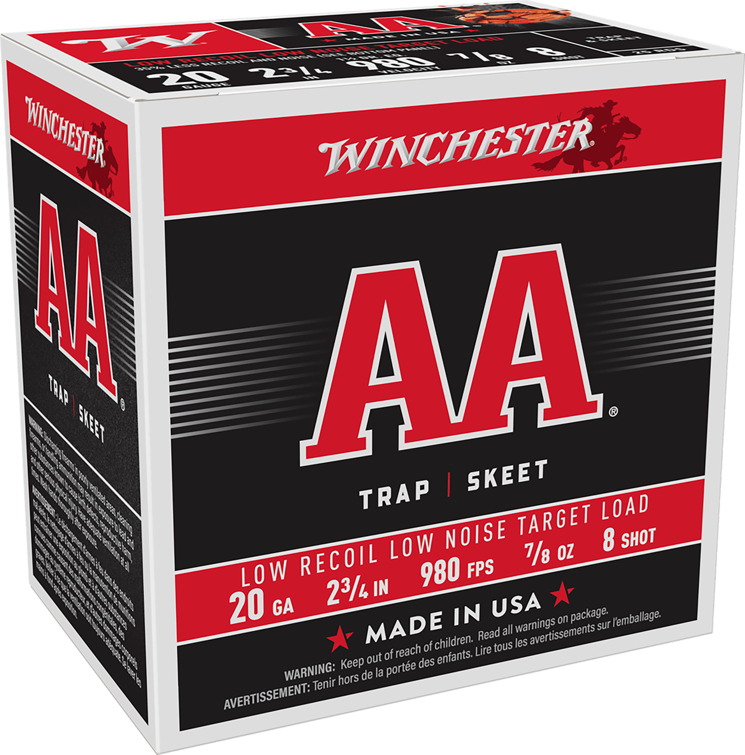 Winchester Ammo AA Low Recoil 20 Gauge 2.75" 7/8 oz #8 Shot 25 Rd - Box or Case