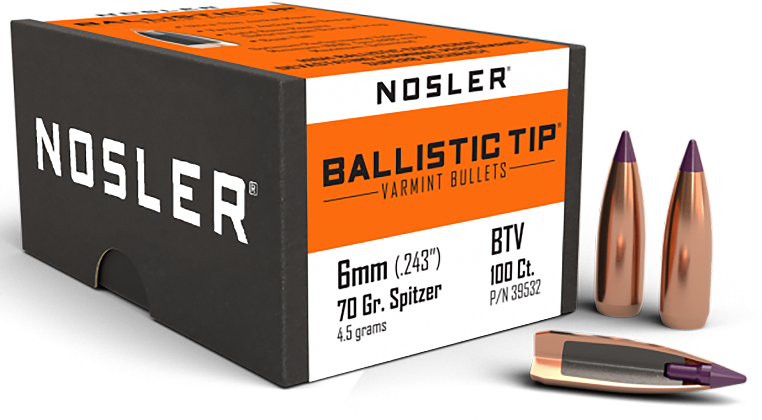 Nosler Ballistic Tip Varmint 6mm 70gr Spitzer Point 100/Box