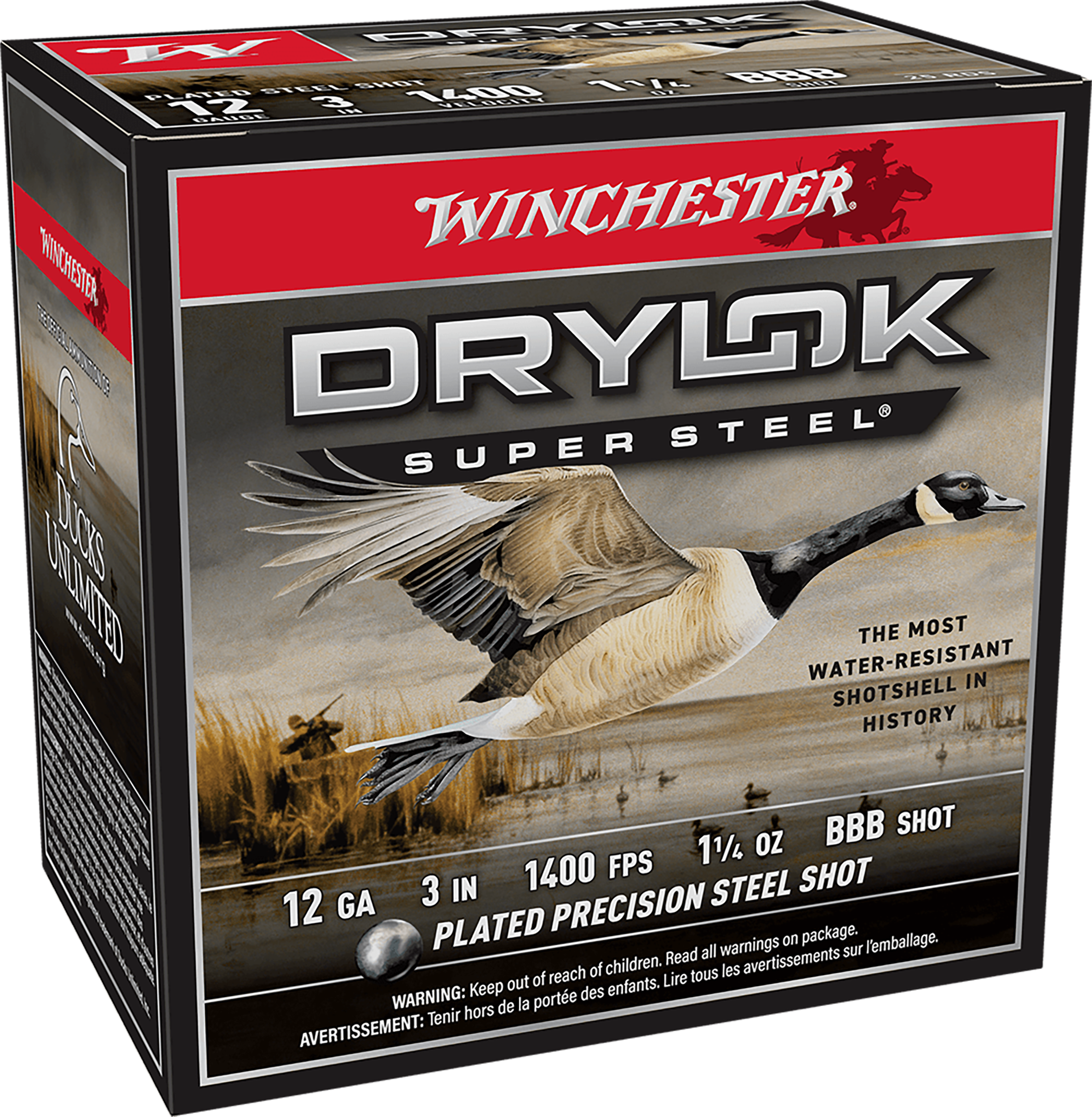Winchester Ammo Drylok Super Steel Magnum 12 Gauge 3" 1-1/4 oz BBB Shot 25 Rd - Box or Case