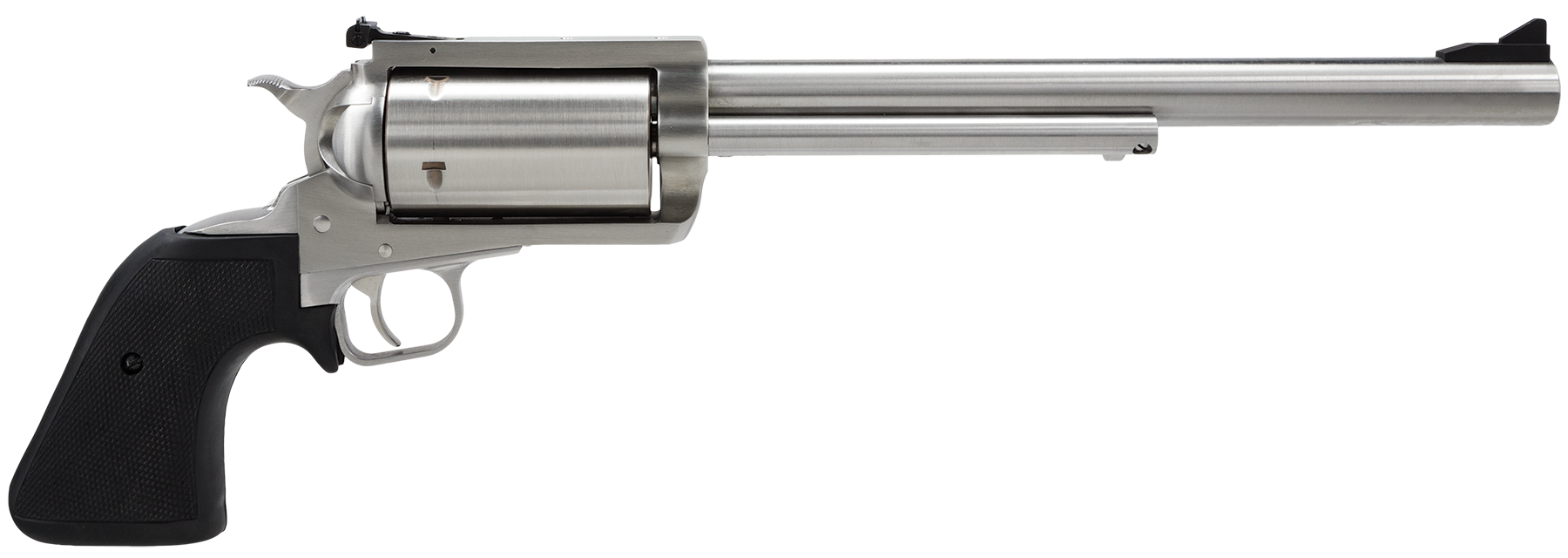 Magnum Research BFR Long Cylinder 500 S&W Mag 10" 5-Shot SAO Revolver - Brushed Stainless Black Rubber Grip