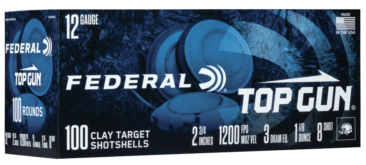 Federal Top Gun 12 Gauge 2.75" 1-1/8 oz #8 Shot 100 Rd - Box or Case