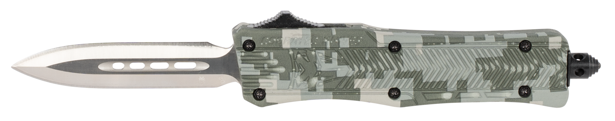 CobraTec Knives CTK-1 Small 2.75" OTF Dagger Plain D2 Steel Winter Digi Camo Aluminum Handle