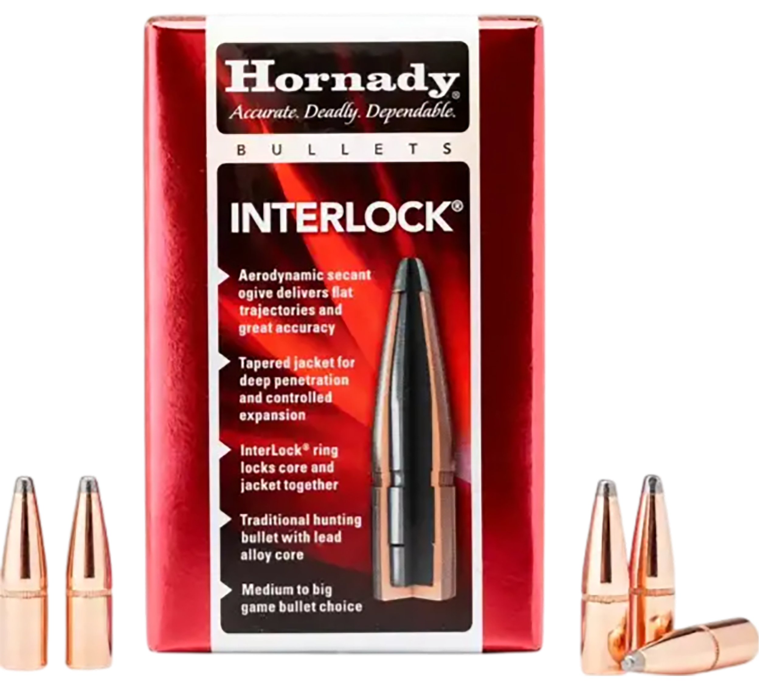 Hornady InterLock 7mm .284 162 gr Boat Tail Spire Point Reloading Bullets - 100/Box