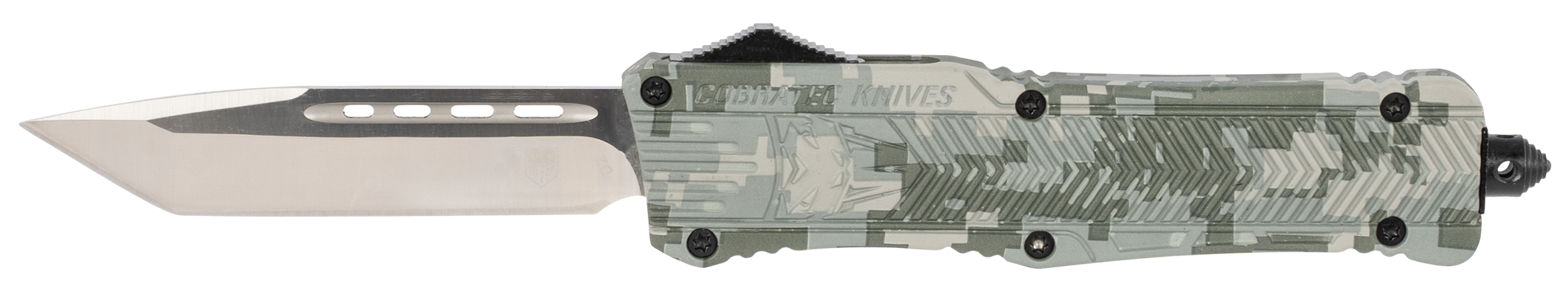 CobraTec Knives CTK-1 Large 3.75" OTF Tanto Plain D2 Steel Army DigiCamo Aluminum Handle