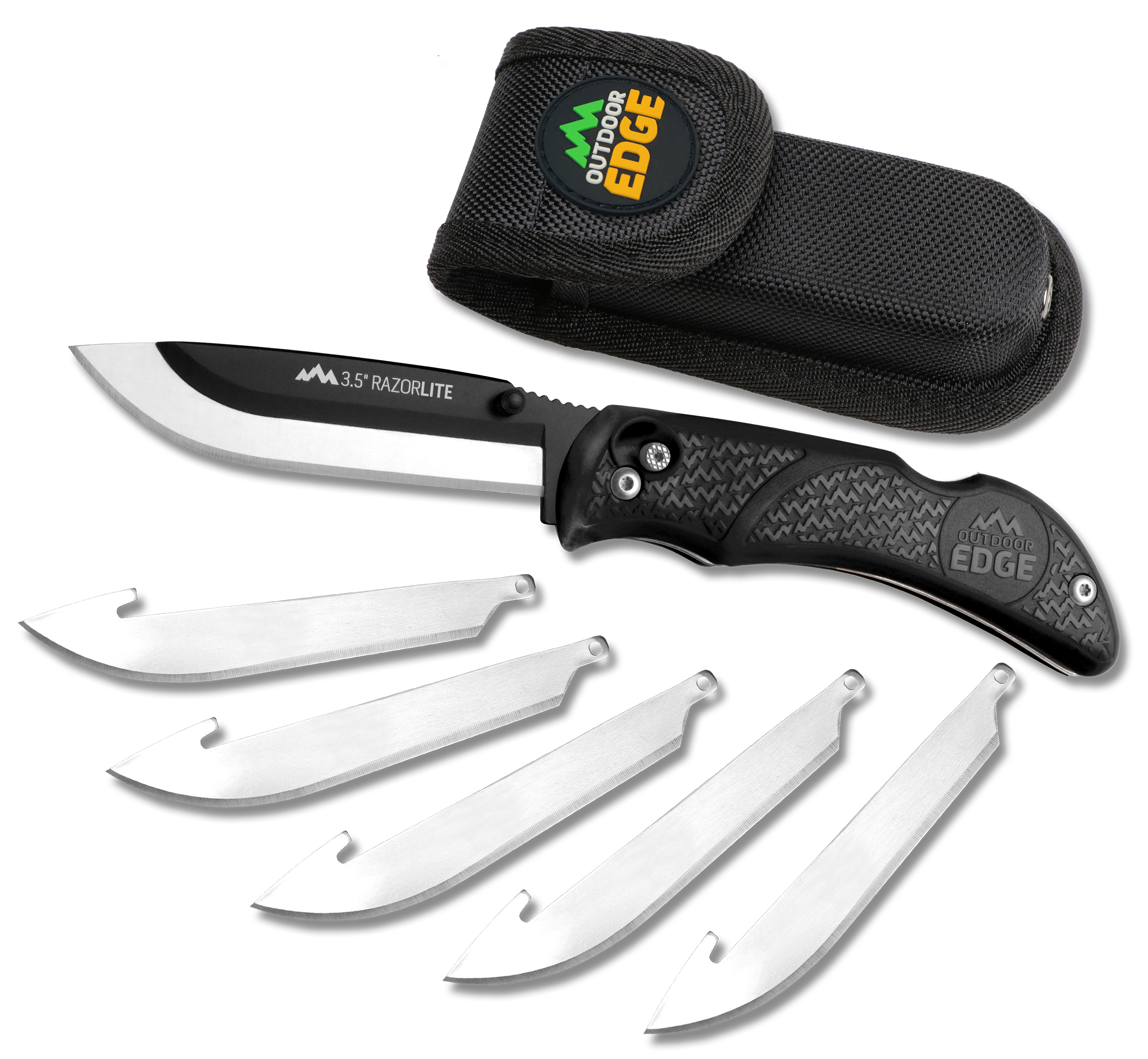 Outdoor Edge RazorLite 3.50" Folding Drop Point Plain 420J2 SS Black TPR Handle