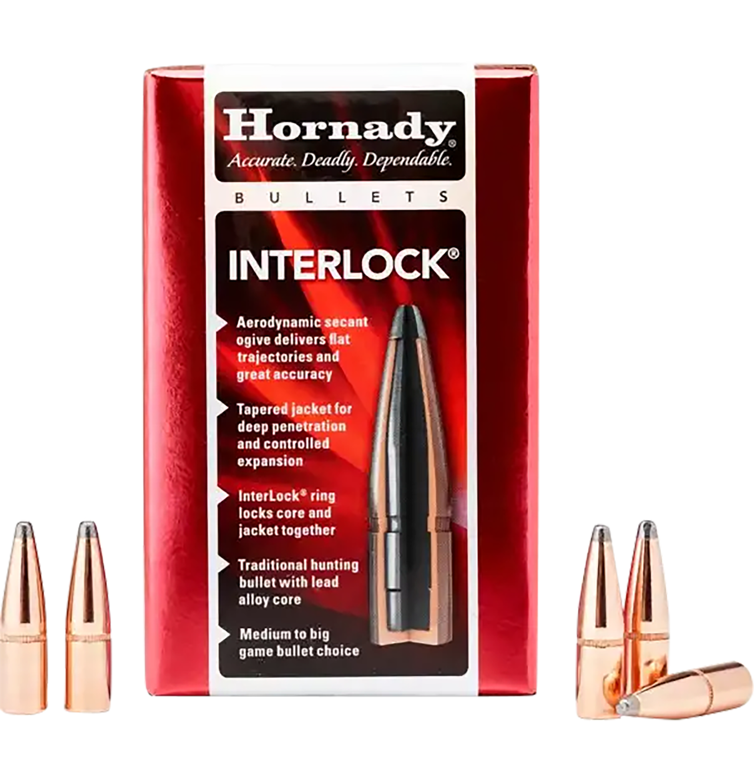 Hornady InterLock 8mm .323 170gr Round Nose Rifle Bullets - 100/Box