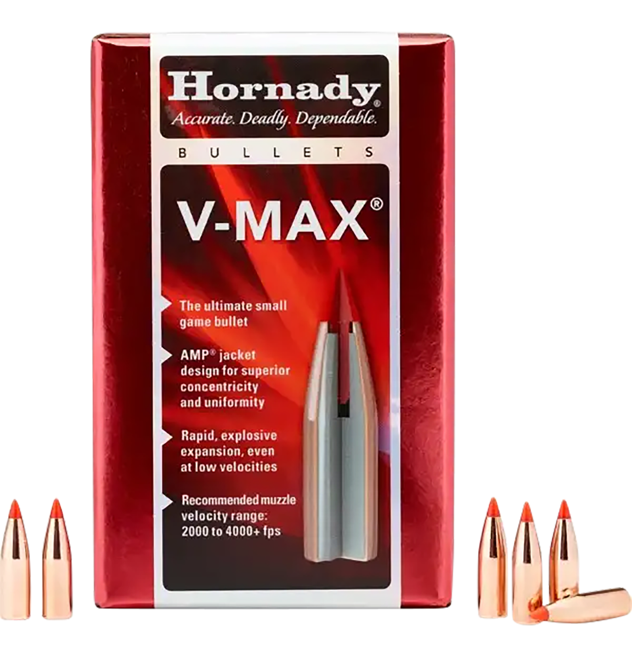 Hornady V-Max 22 Cal .224 50 gr Varmint Rifle Bullets - 100/Box