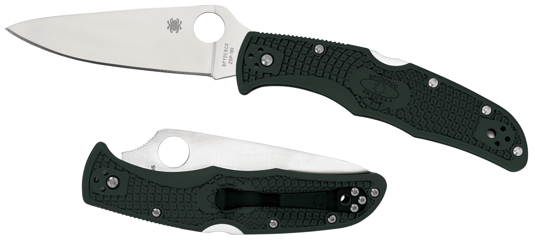 Spyderco Endura 4 Lightweight 3.75" VG-10 Stainless Steel Clip Point FRN Green Folding Knife