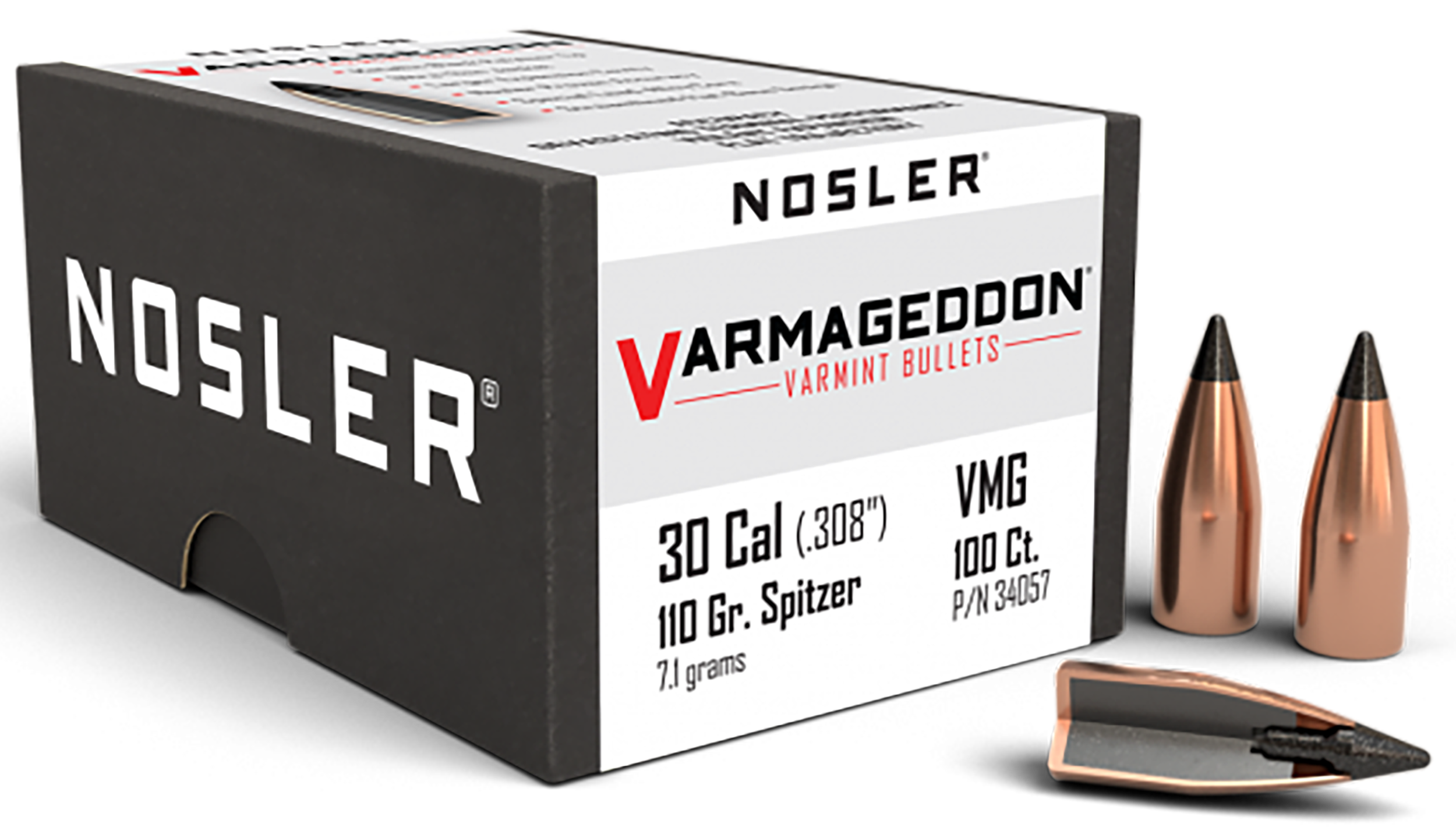Nosler Varmageddon 30 Cal .308 110gr Flat Base Tipped 100/Box