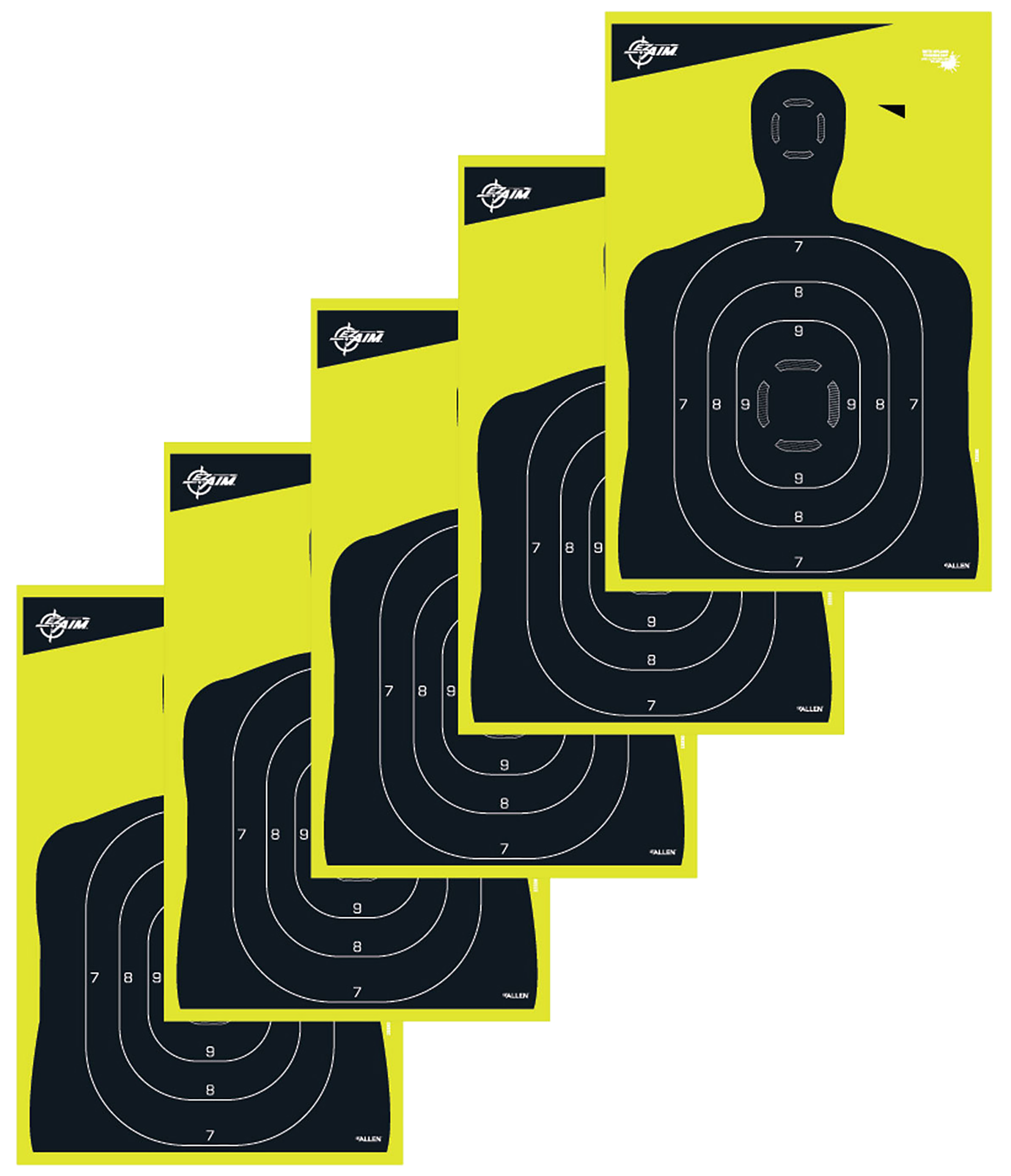 EZ-Aim 15330 Splash Reactive Silhouette Paper Hanging Target 12" x 18" Black/Yellow - 5 Pack