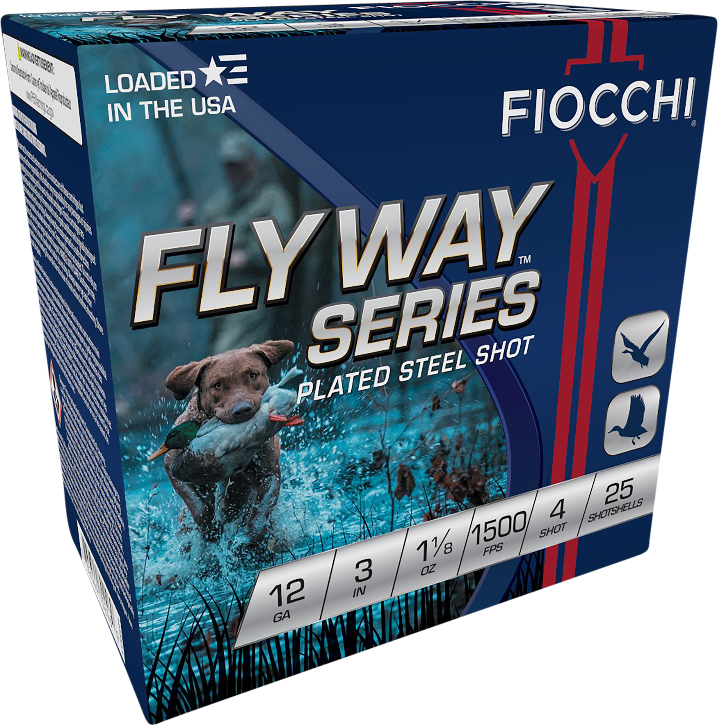Fiocchi Flyway 12 Gauge 3 in 1 1/8 oz #4 Shot Steel Shotshells 25 Bx/10 Cs - Box or Case