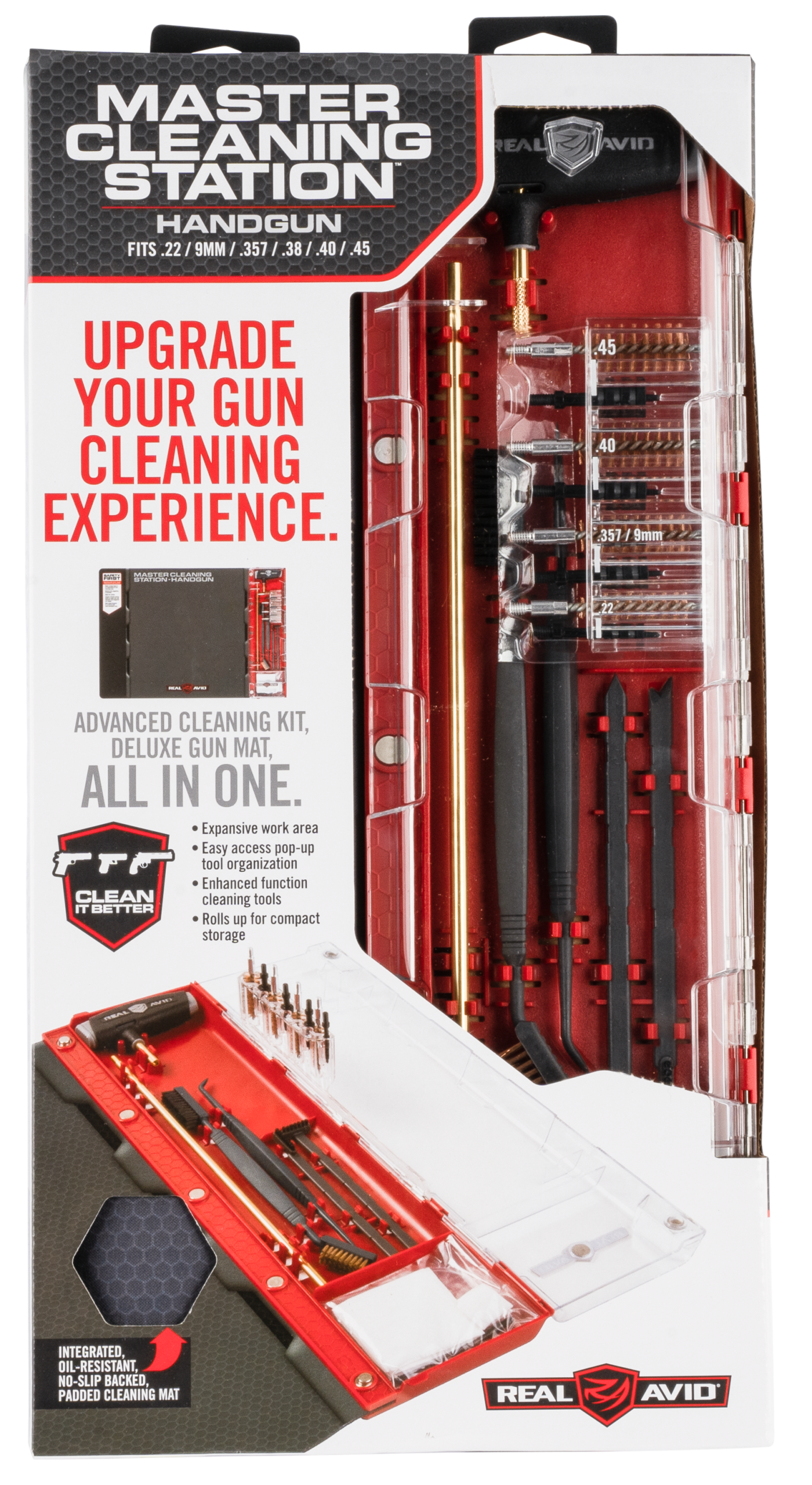 Real Avid AVMCSP Master Cleaning Station Pistol .22/9mm/.357/.38/.40/.45 Cal