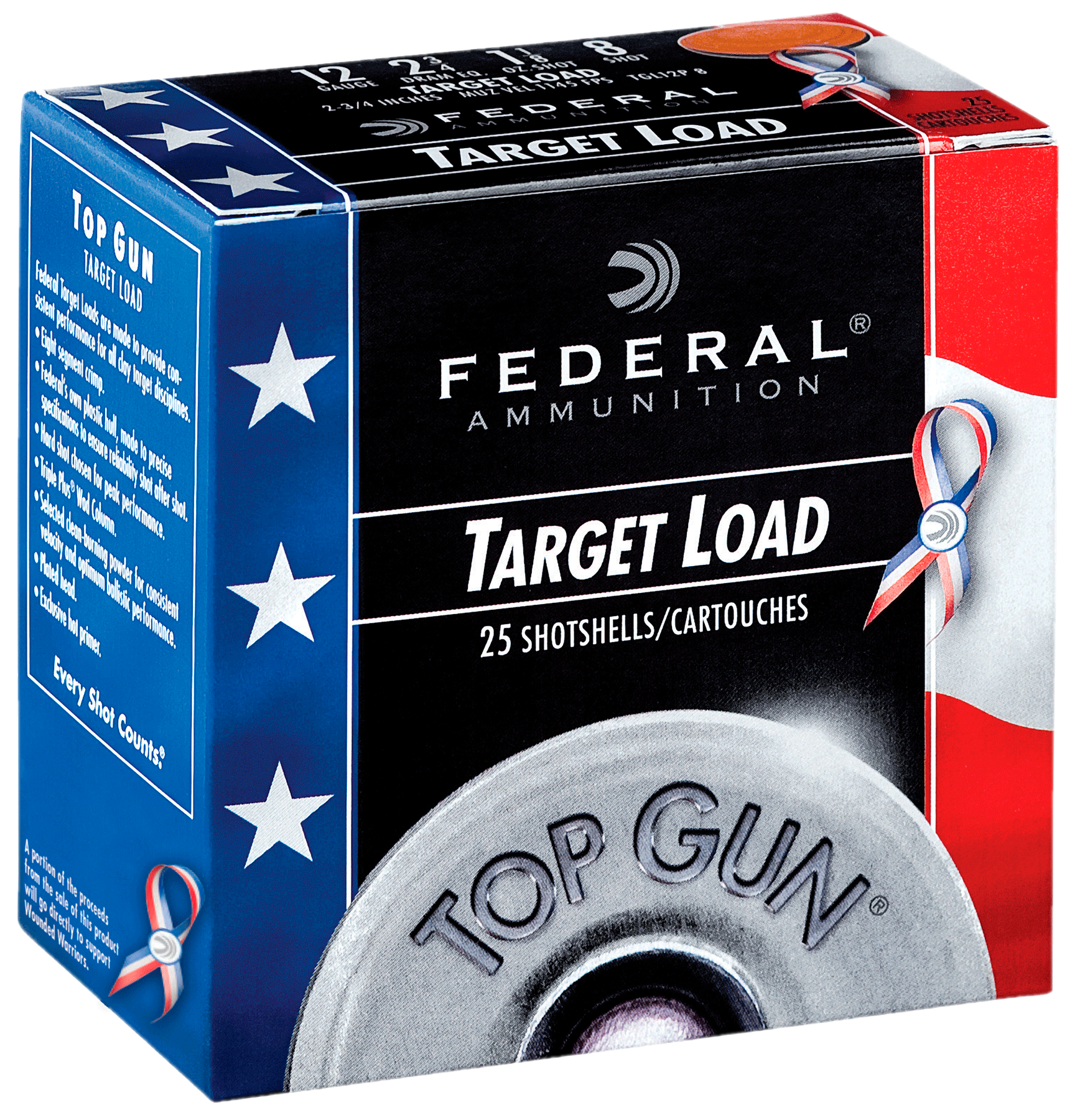 Federal Top Gun Special Edition Red, White & Blue 12 Gauge 2.75" 1-1/8 oz #8 Shot 25 Rd - Box or Case