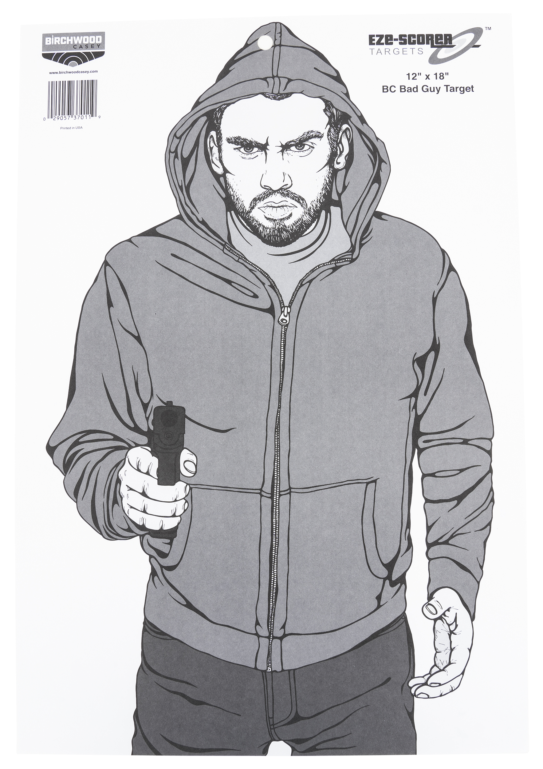 Birchwood Casey EZE-Scorer Bad Guy Silhouette Hanging Paper Target 12 x 18 Gray/White Pkg of 100