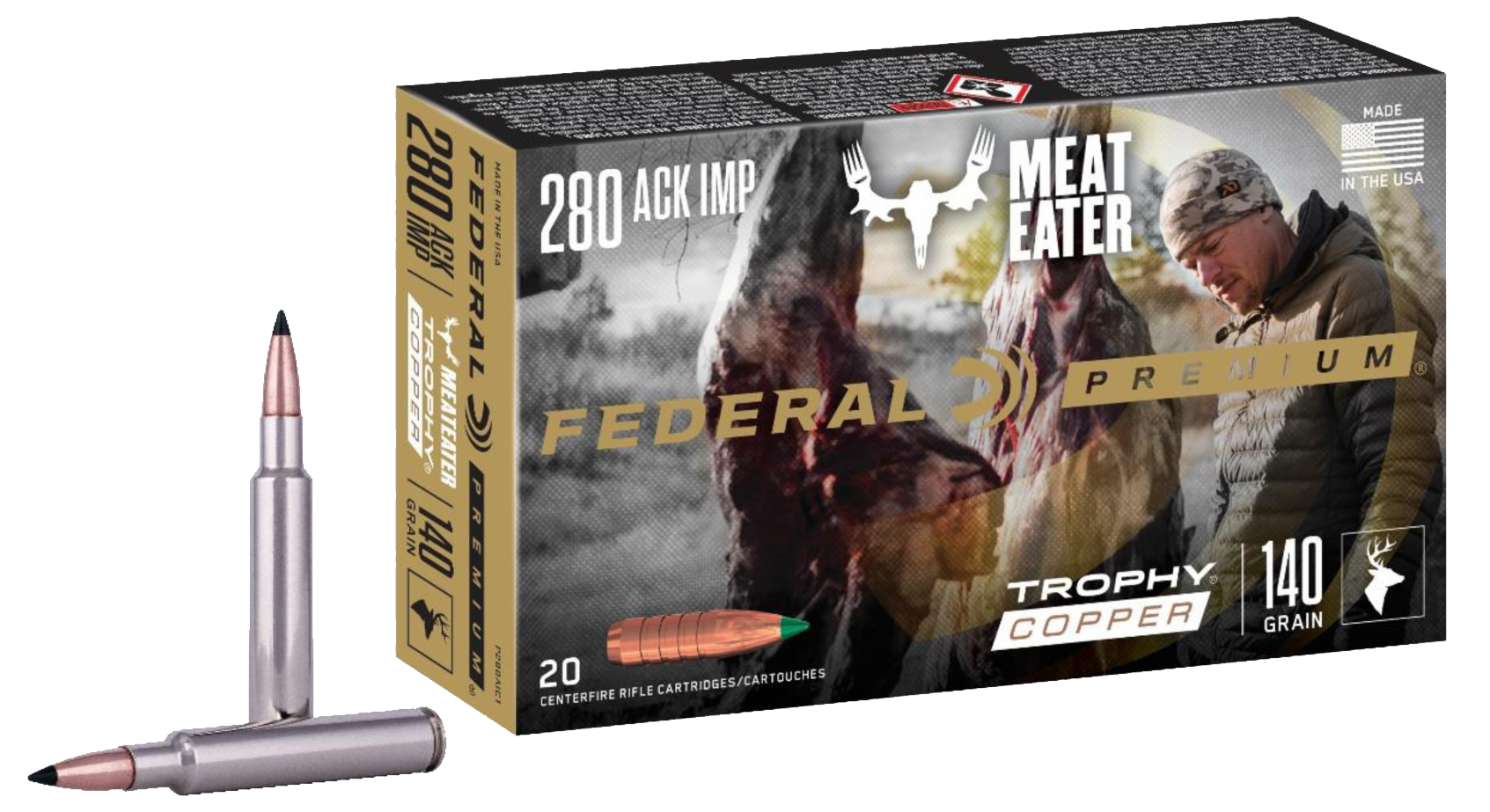 Federal Premium 280 Ackley Improved 140gr Trophy Copper 20rd - Box or Case
