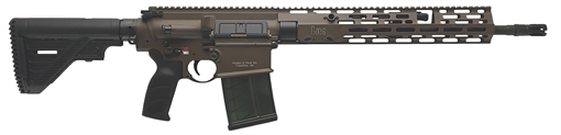 HK MR762 A4 7.62x51mm 20+1 16.50" Black Threaded Barrel, Patriot Brown Picatinny Rail Receiver, M-LOK Handguard, 6 Position Black Synthetic Stock, Black Finger Grooved Grip, Ambidextrous 81001205
