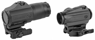 Sig ROMEO4H and Juliet4 Compact Red Dot Sight Combo SORJ43111, 1x20mm Low Profile, 1MOA Dot Ballistic Circle Plex, 0.5 MOA Adjustment, 4x Magnifier Graphite