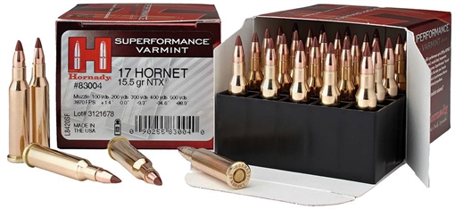Hornady 83004 Superformance Varmint 17 Hornet 15.5 gr NTX 25 Bx/ 10 Cs 090255830040