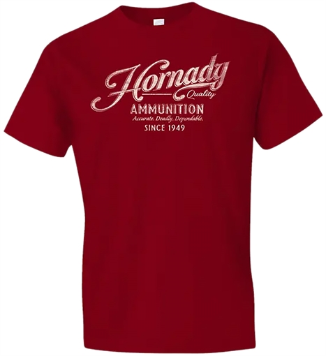 Hornady Gear Vintage Script Red Cotton Semi-Fitted Large 31873