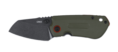 CRKT 6277 Overland Compact Folding Knife - 2.24" D2 Black Stonewashed Plain Blade, OD Green G10 and Stainless Steel Handles
