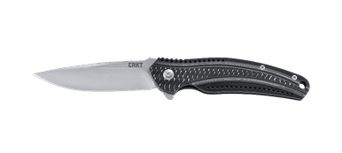 CRKT K415KXP Ken Onion Ripple 3-1/8" Plain Satin Blade, Black Aluminum Handles