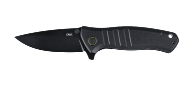 CRKT Dextro Flipper Knife - 3.18" Black Titanium Nitride Plain Blade, Black Aluminum Handles - 6295