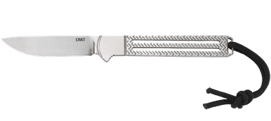 CRKT Testy Fixed Neck Knife - 2.38" Satin Plain Blade, Skeletonized Steel Handle, Thermoplastic Sheath