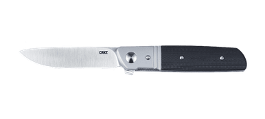 CRKT Ken Onion Jr. Bamboozled Assisted Flipper Knife - 3.34" D2 Satin Plain Blade, Black G10 Handles with Steel Bolsters - 5720
