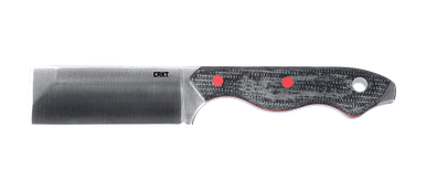 CRKT 4037 Jon Graham Razel Fixed Blade Knife - 2.97" D2 Satin Chisel Blade, Black and Red Resin Infused Fiber Handles, Thermoplastic Pocket Sheath