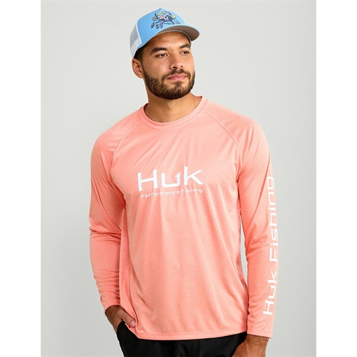 Huk Vented Pursuit Long Sleeve Shirt Fresh Salmon Heather 3XL H1200524-809-XXXL