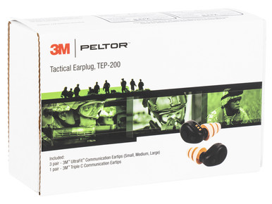 Peltor TEP200 Electronic Earplugs Tactical Black/Orange Adult