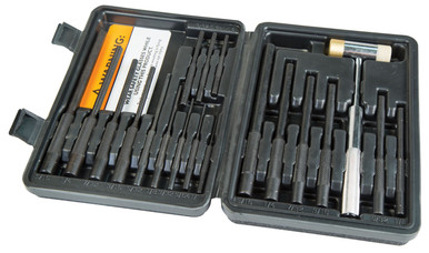 Wheeler 110128 Master Roll Pin Punch Set Steel Universal Knurled Handle 9 Pieces