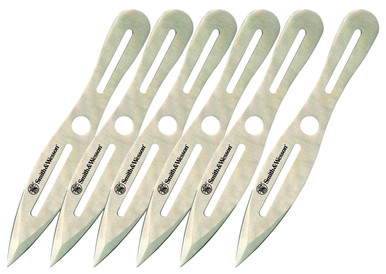 Smith & Wesson Knives SWTK8CP Throwing Knives 4.50" Fixed Spear Point Plain 2Cr13 SS Blade 2Cr13 Stainless Handle 6 Pack