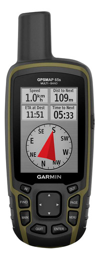 Garmin 0100245110 GPSMAP 65s OD Green w/Black Accents w/Multi-Band Support, TOPO Mapping, Land Boundaries, Smart Notifications, Geocacing, Micro-SD Slot AA