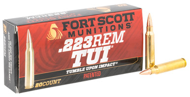 Fort Scott Munitions 223-055-SCV Tumble Upon Impact (TUI) 223 Rem 55 gr Solid Copper Spun - 20 Rounds per Box
