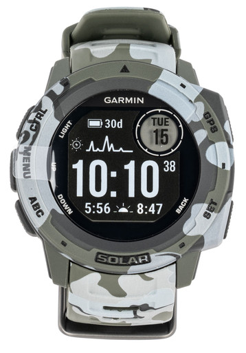 Garmin 0100229316 Instinct Solar Watch Lichen Camo Solar iPhone/Android Bluetooth/ANT+