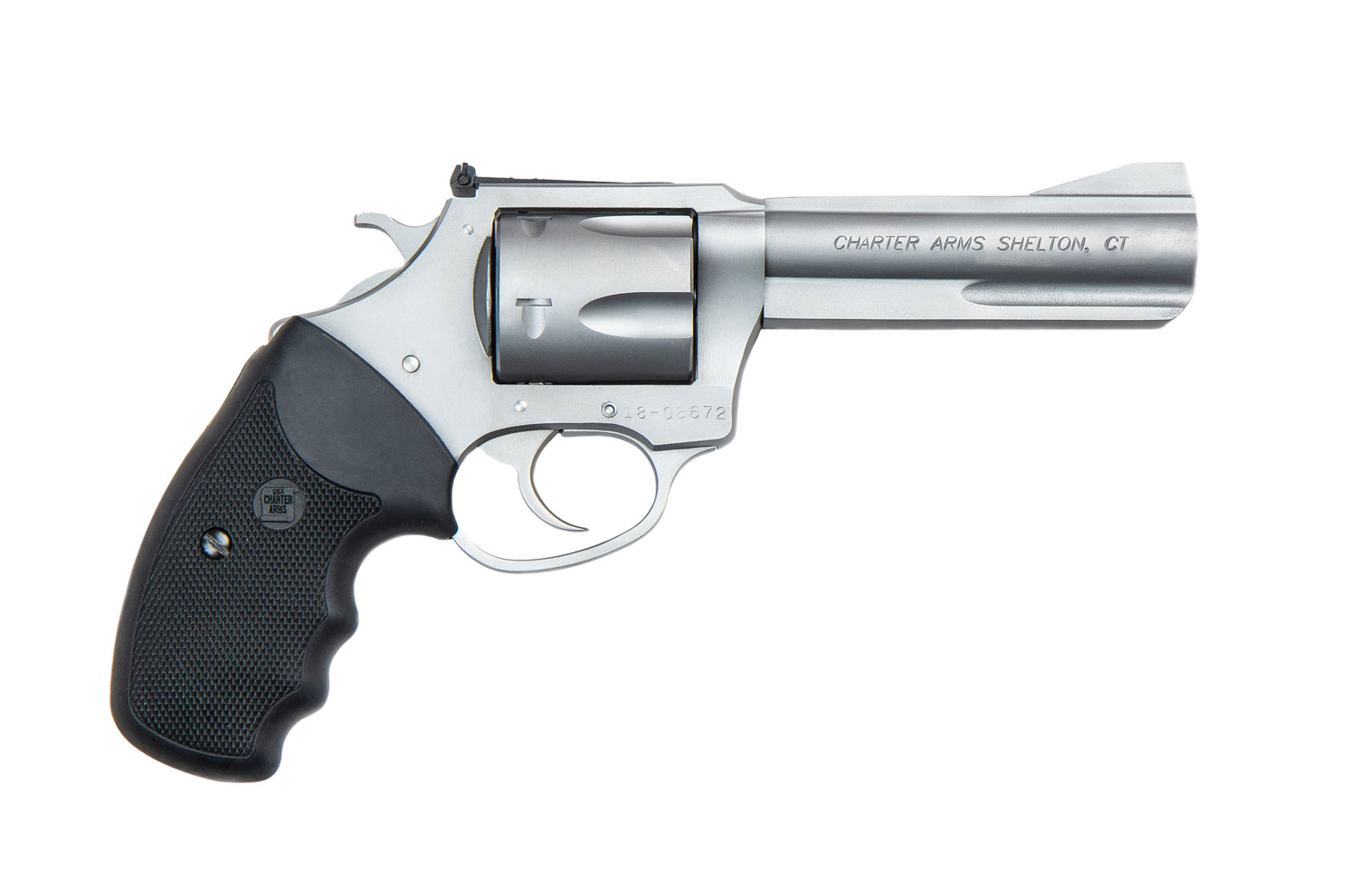 Charter Arms Mag Pug Target Revolver 73546, 357 Mag, 4.20", Black Rubber Grip, Stainless Finish, 5 Rd