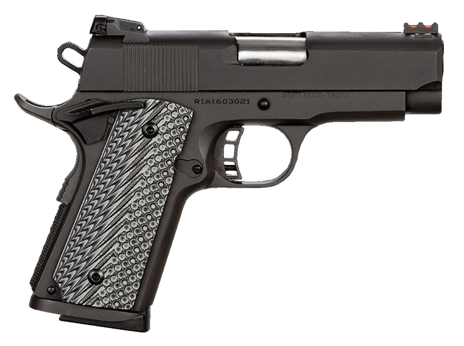 Rock Island Rock Ultra CS-L Pistol 51585, 45 ACP, 3.60", Black/Gray G10 Grips, Black Anodized, 7 Rds