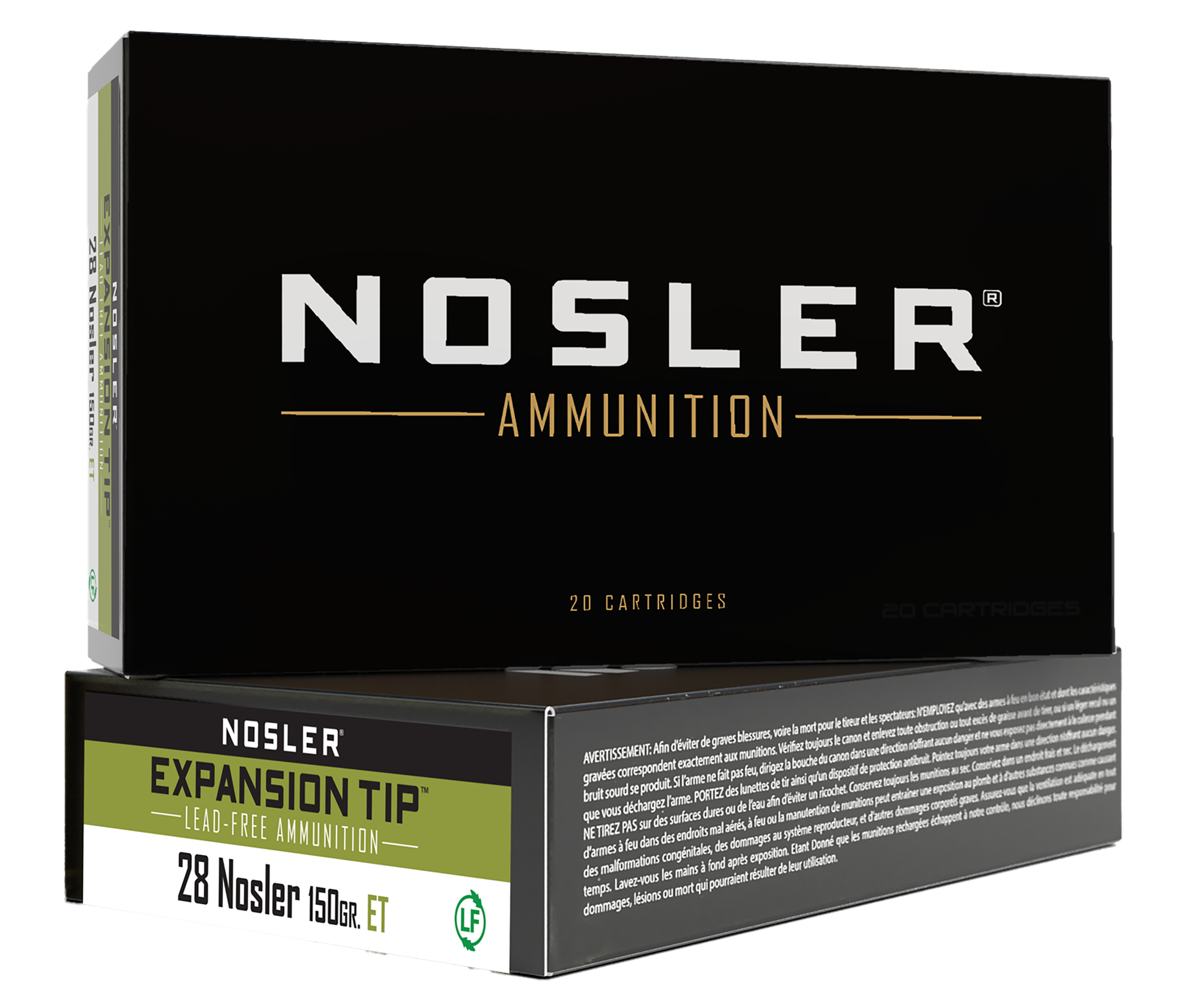 Nosler E-Tip Rifle Ammunition 40039, 28 Nosler, E-Tip, 150 GR, 3250 fps, 20 Rd/Bx