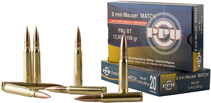 Prvi Partizan Rifle Ammunition PPM8, 8mm Mauser,Full Metal Jacket (FMJ), 200 GR, 2180 fps, 20 Rd/bx