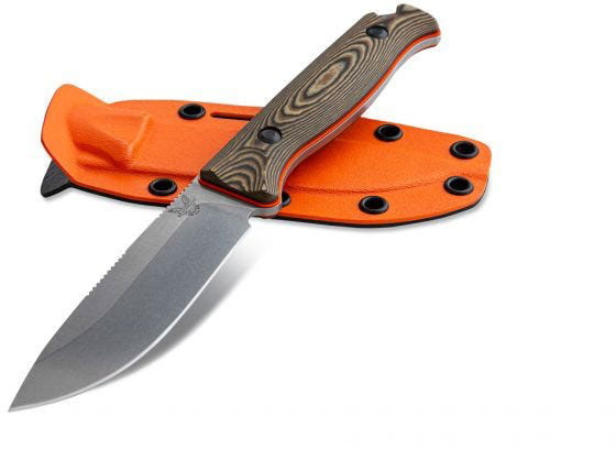 Benchmade Saddle Mountain Skinner Fixed Knife w/Stainless Steel Blade, Richlite/Orange G10 Grip, Boltaron Sheath (15002-1)