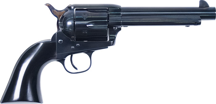 Uberti 1873 Cattleman Outlaws & Lawmen Jesse James Revolver U356725, 357 Magnum, 5.5", Bison Horn Grip, Black Finish