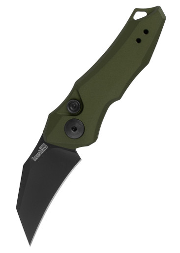 Kershaw Launch 10 AUTO Folding Knife - 1.9" CPM-154 Hawkbill Black Blade, Olive Green Anodized Handles - 7350OLBLK