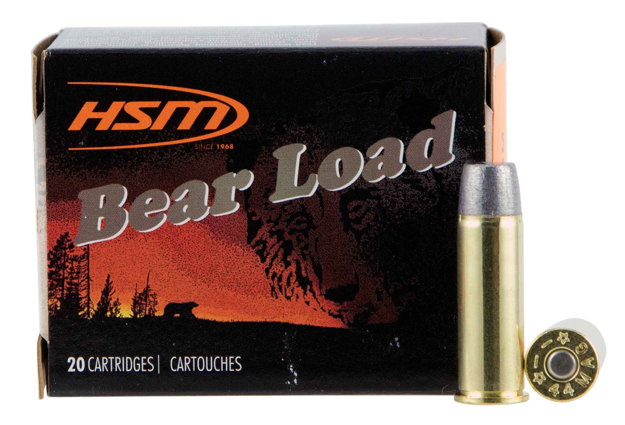 HSM Bear Load Pistol Ammunition 44M15N20, 44 Rem Mag, Wide Flat Nose (WFN), 305 gr, 1260 fps, 20 Rd/Bx