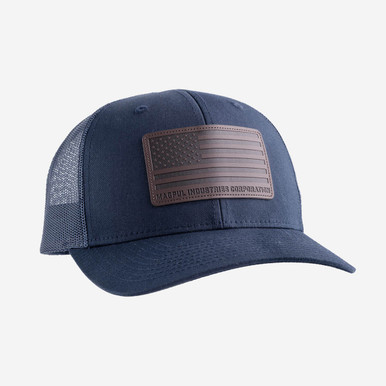 Magpul Standard Leather Patch Trucker Hat - Mid-crown trucker with an American Flag leather patch