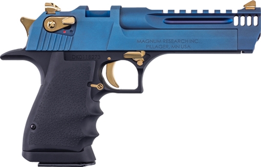 MAGNUM RESEARCH RESEARCH DESERT EAGLE L5 357 MAG 5IN BARREL 9RD BLACK FRAME CARBO BLUE SLIDE MUZZLE BRAKE DE357L5CBG