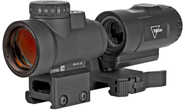 Trijicon Miniature Rifle Optic w/Magnifier, MRO, 1x25mm, 2.0 MOA Adj Red Dot Sight, Co-Witness Mount, 3x Magnifier (MRO-C-2200057)